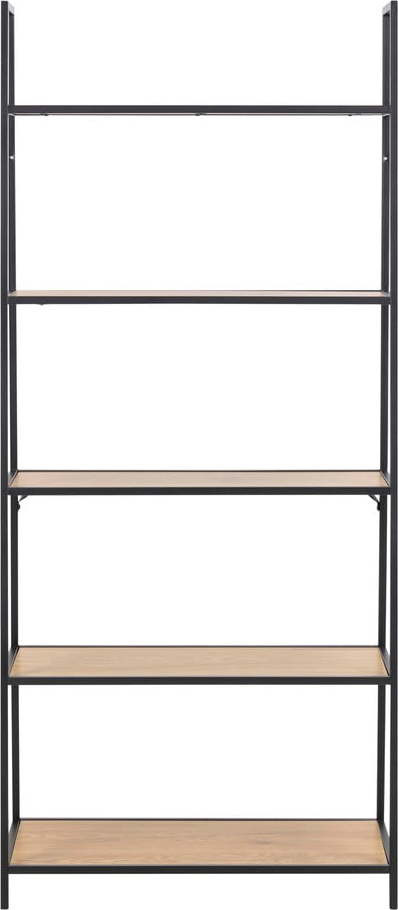 Regál v dekoru dubu v černo-přírodní barvě 77x175 cm Seaford – Actona