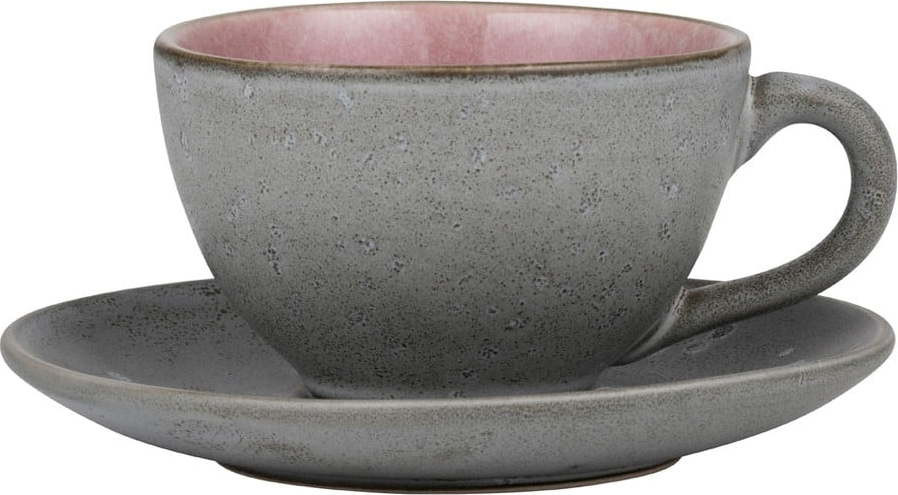 Růžovo-šedý šálek na cappuccino z kameniny 220 ml Mensa - Bitz