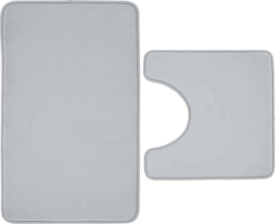 Světle šedé WC koupelnové předložky z paměťové pěny v sadě 2 ks 50x80 cm Anti-Bacterial – Catherine Lansfield
