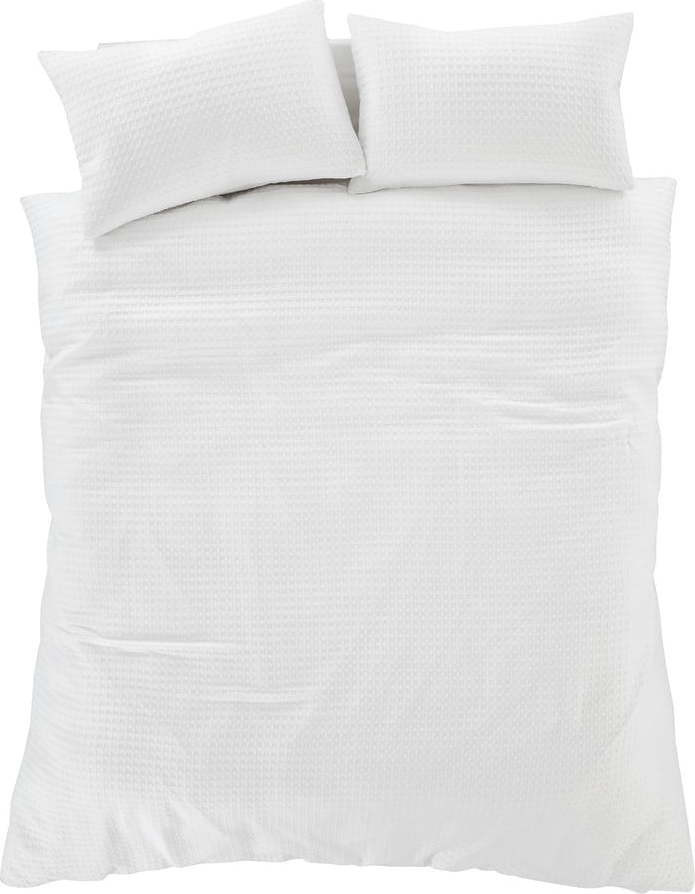 Bílé prodloužené povlečení na dvoulůžko 230x220 cm Muscat Waffle – Pineapple Elephant