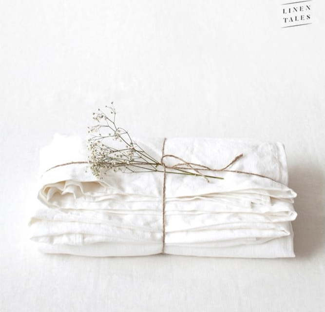 Bílé lněné prostěradlo 230x270 cm White – Linen Tales