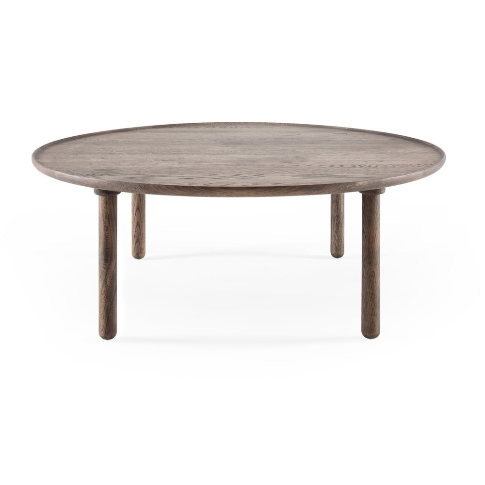 Hnědý kulatý konferenční stolek z dubového dřeva ø 100 cm Mu – Gazzda