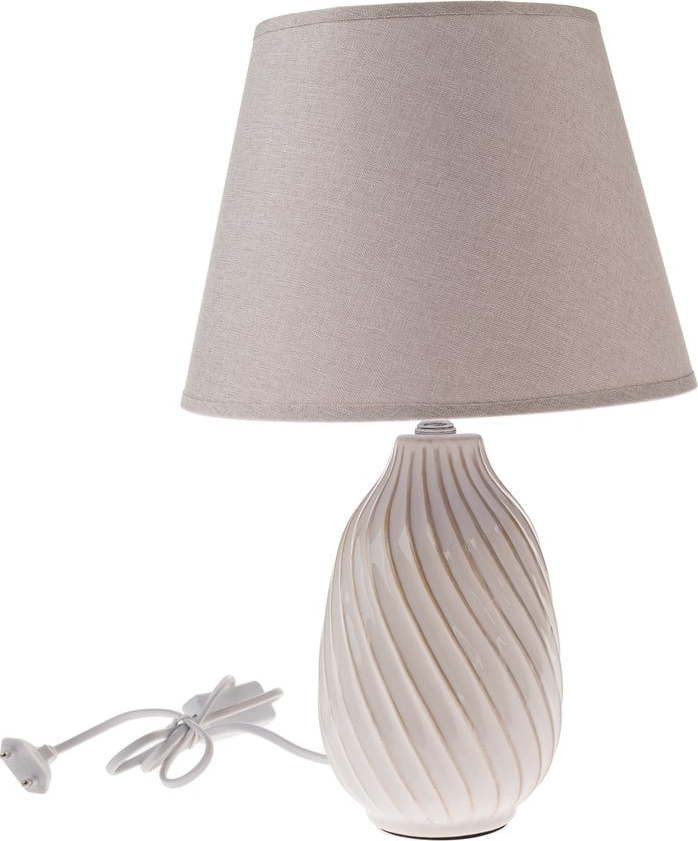 Šedá stolní lampa s textilním stínidlem (výška 38 cm) – Dakls