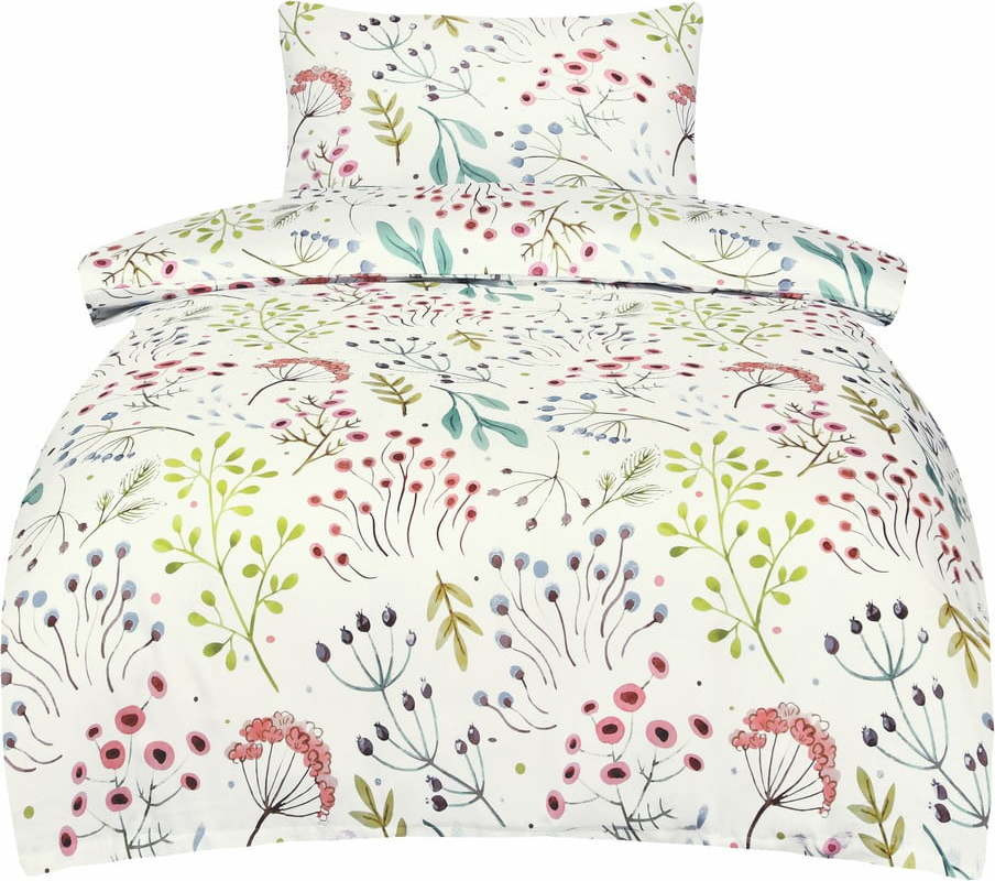 Bílé povlečení na jednolůžko z bavlněného saténu 140x200 cm Jasmine – My House