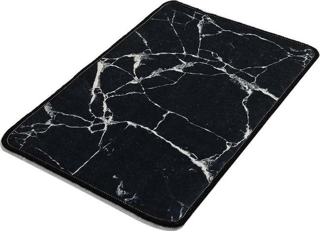 Černo-bílá koupelnová předložka s motivem mramoru Foutastic Marble, 60 x 40 cm
