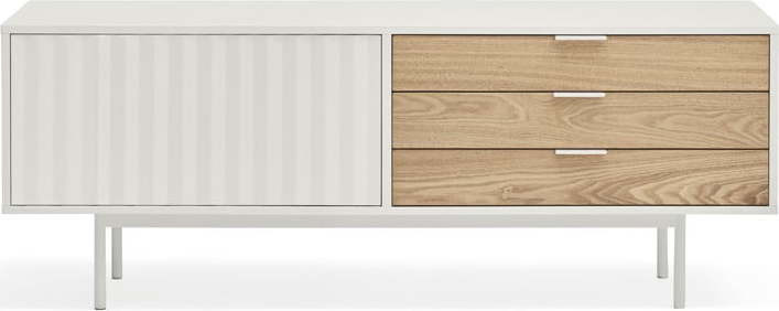 TV stolek v dekoru dubu v bílo-přírodní barvě 140x52 cm Sierra – Teulat