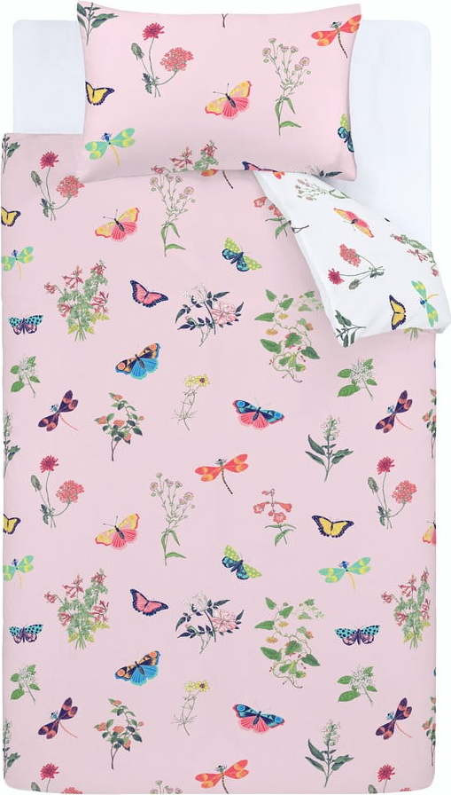 Růžové dětské povlečení na dvoulůžko 200x200 cm Butterfly Garden – RHS