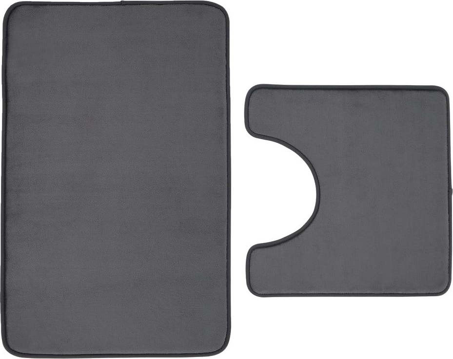 Tmavě šedé WC koupelnové předložky z paměťové pěny v sadě 2 ks 50x80 cm Anti-Bacterial – Catherine Lansfield