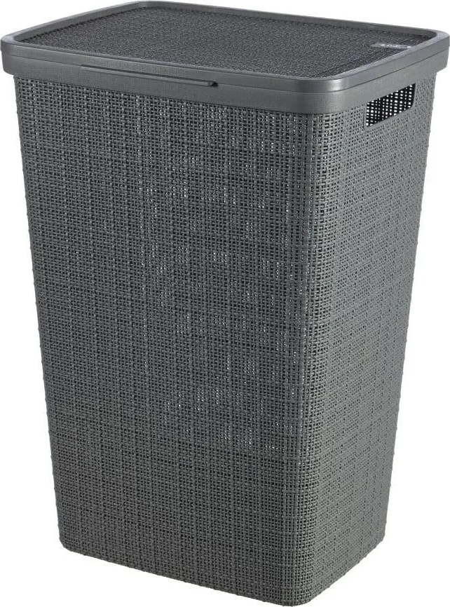 Tmavě šedý koš na prádlo Curver Jute, 58 l