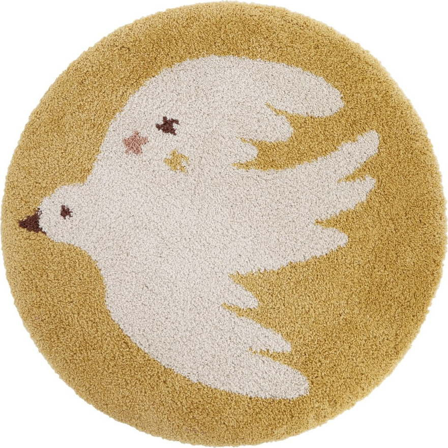 Okrově žlutý dětský koberec ø120 cm Bohemian Bird Miel – Nattiot