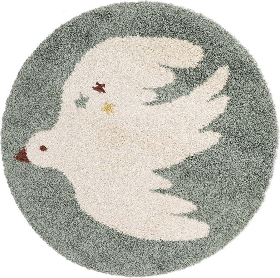 Světle zelený dětský koberec ø120 cm Bohemian Bird Aqua – Nattiot