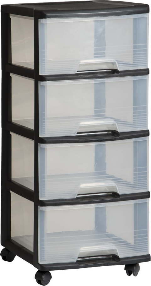 Černo-průhledný plastový pojízdný regál 37x80,5 cm – Curver