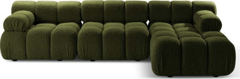 Zelená modulární rohová pohovka z textilie bouclé (pravý roh) Bellis – Micadoni Home