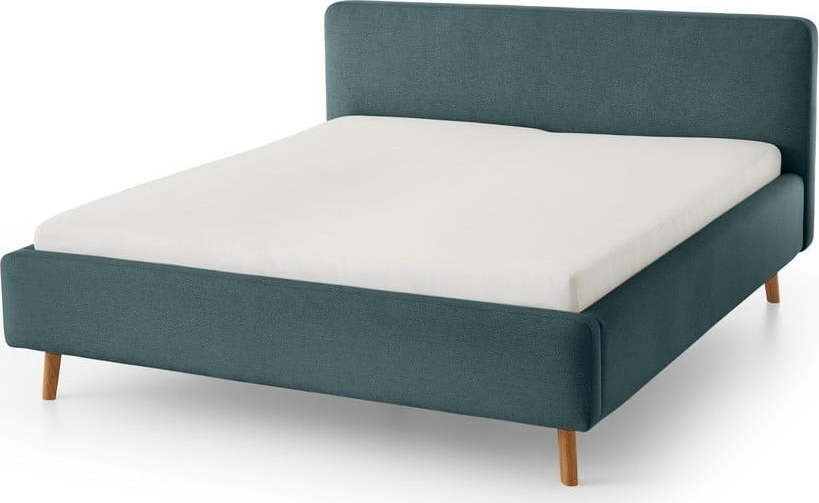 Modrošedá čalouněná dvoulůžková postel bez roštu 180x200 cm Mattis – Meise Möbel