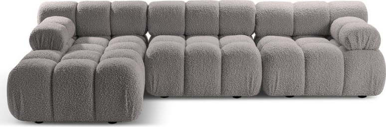 Světle šedá modulární rohová pohovka z textilie bouclé (levý roh) Bellis – Micadoni Home