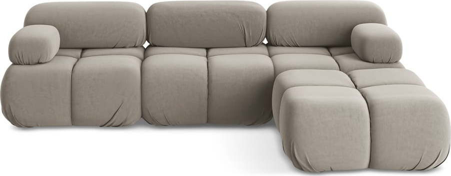 Béžová sametová modulární rohová pohovka Lokua – Makamii