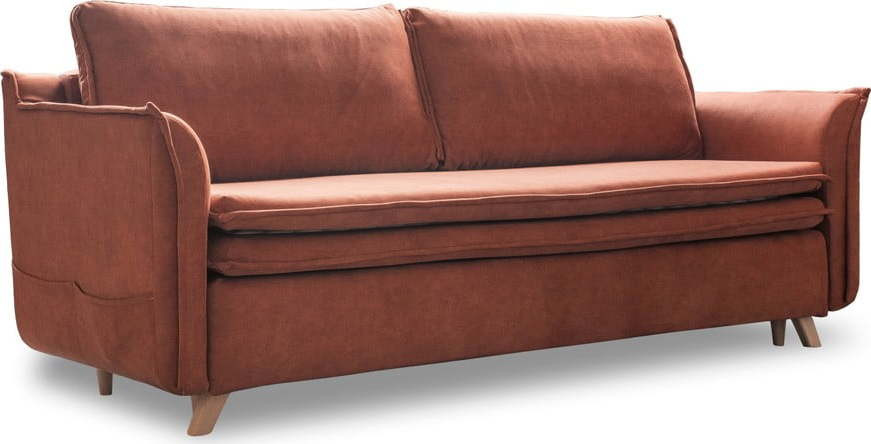 Sametová rozkládací pohovka v cihlové barvě 225 cm Charming Charlie – Miuform