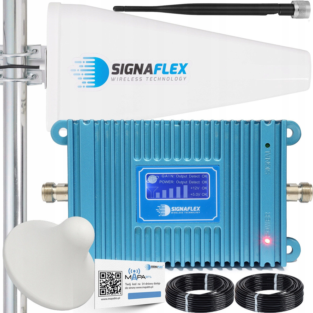 Sada Gsm zesilovačů Blue LCD GSM980 T1 20dBi 15 m 1 x houba