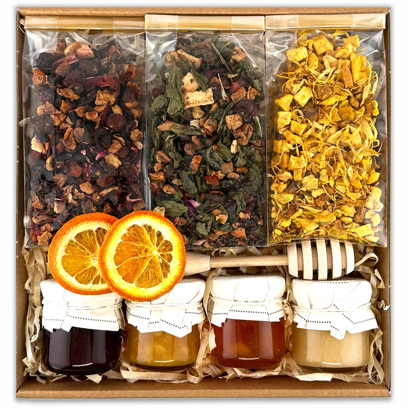 Dárkový koš Čaj Sladkosti Med Dárková krabička Upomínka