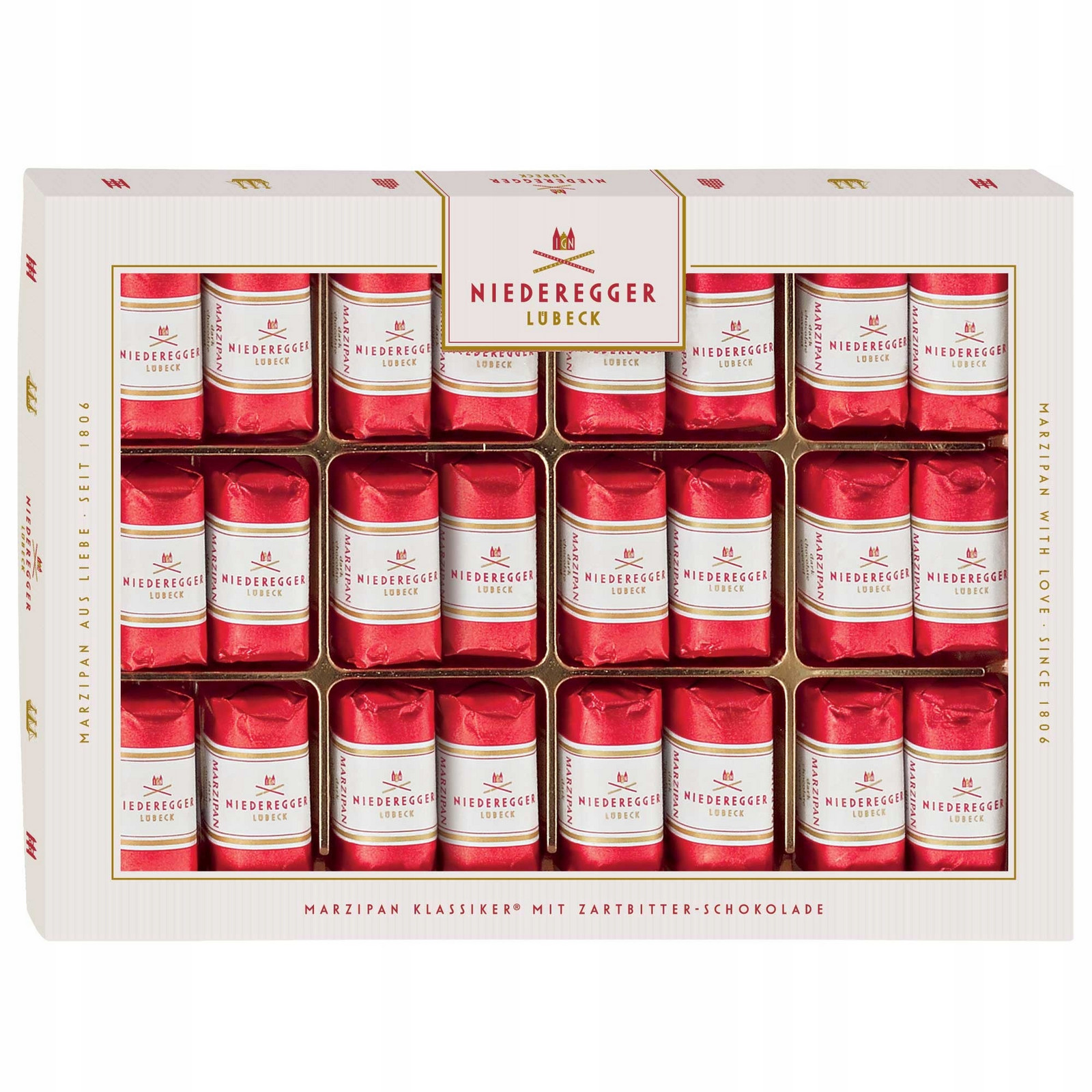 Niederegger pralinky marcipánové v hořké čokoládě 300g