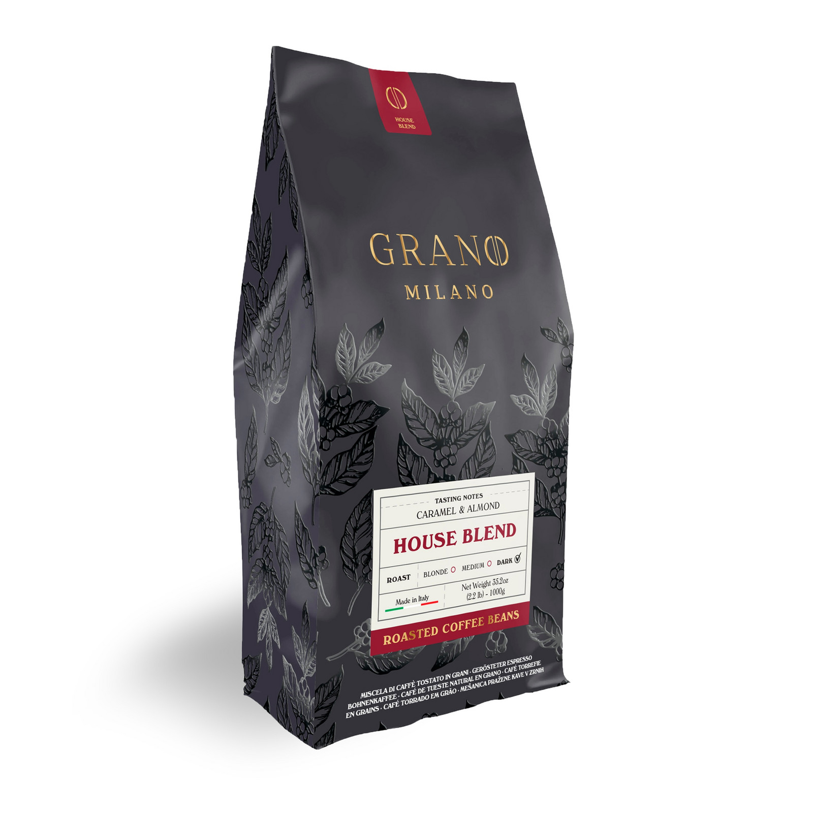 Káva zrnková Arabica a Robusta Grano Milano House Blend Premium 1 kg