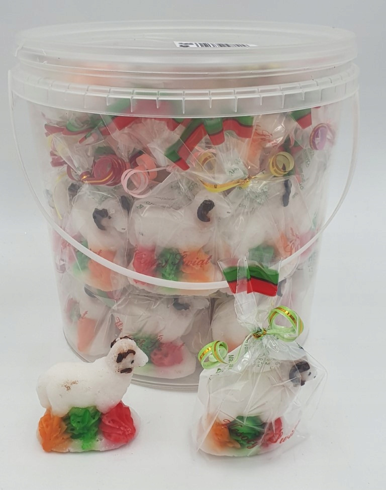 cukrový beránek 25 g v kbelíku 1200 g, cca 37 ks