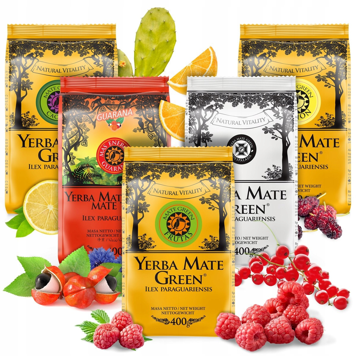 Yerba Mate Green Limon Energie Guarana MIX 5 Nejlepších příchutí 2kg 2000g