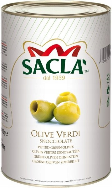 Zelené olivy drcené v nálevu 4.1 kg Sacla