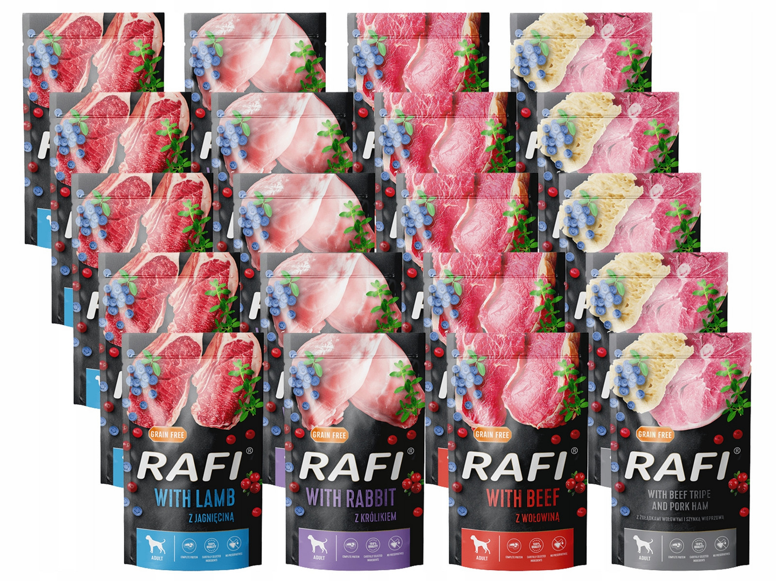 Rafi mix chutí vlhké krmivo pro psy 20 x 500 g