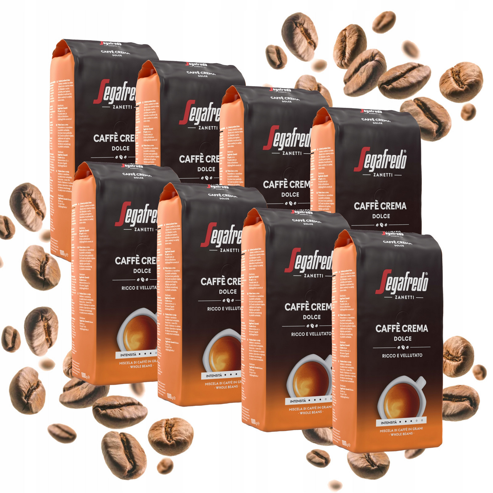 Káva zrnková Segafredo Caffè Crema Dolce 60% Arabika, 40% Robusta 8x1kg
