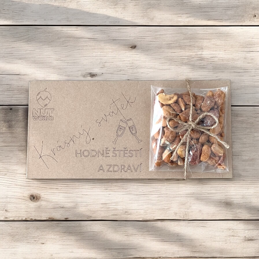 Nutworld.cz Dárková kazetka K SVÁTKU - Mix ořechů v medu a soli 50g