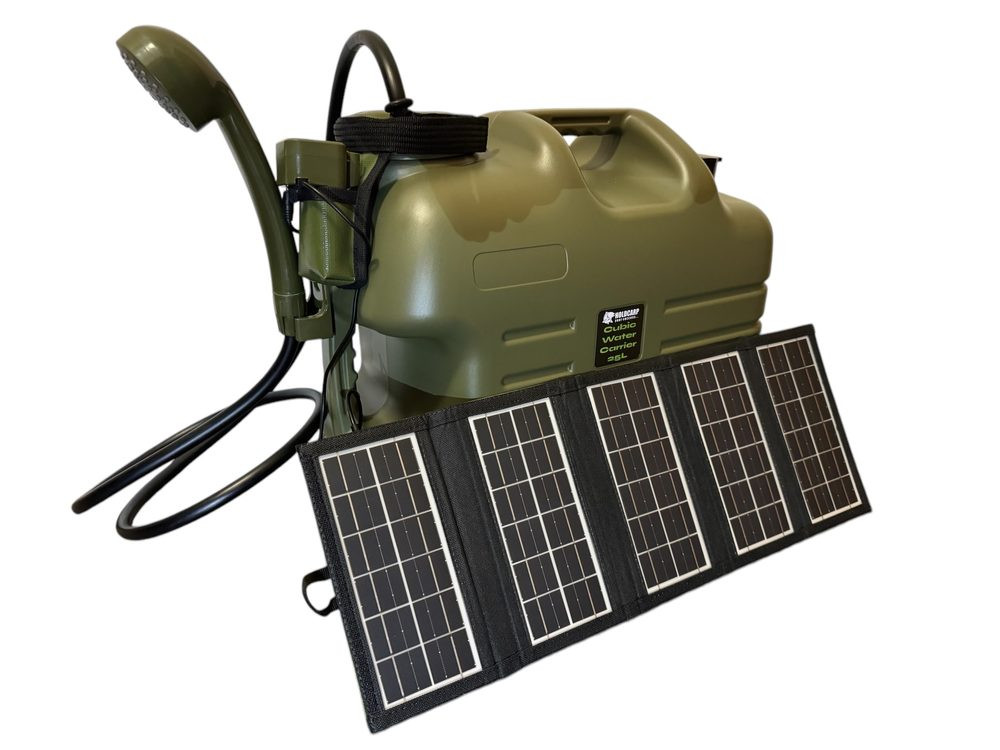 Holdcarp Set Sprcha, kanystr a solární panel Rechargeable Camping Shower 25L + Solar 10W