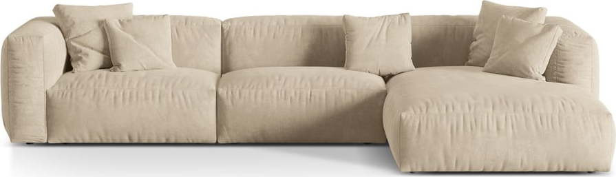 Béžovokrémová modulární rohová pohovka z textilie bouclé (pravý roh) Martina – Micadoni Home