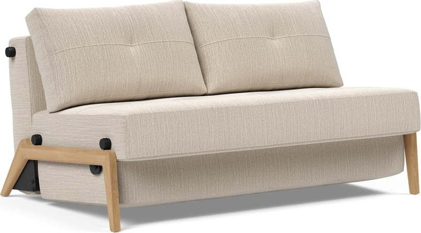 Béžová rozkládací pohovka Innovation Cubed Wood Linen Sand Grey, 96 x 147 cm