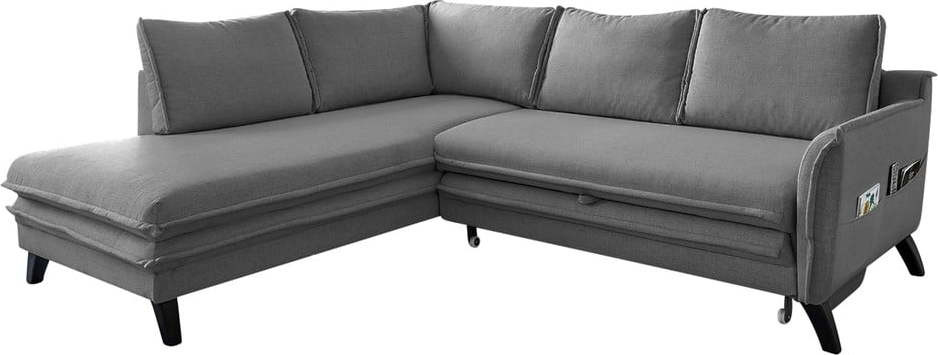 Šedá rozkládací rohová pohovka Miuform Charming Charlie L, levý roh