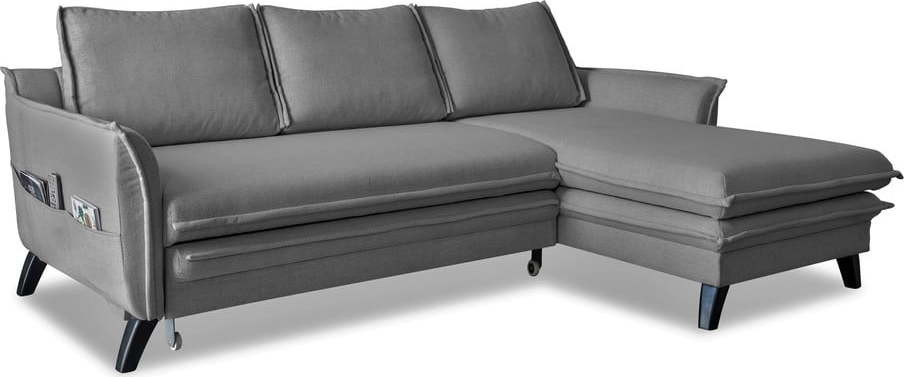 Šedá rozkládací rohová pohovka Miuform Charming Charlie, pravý roh