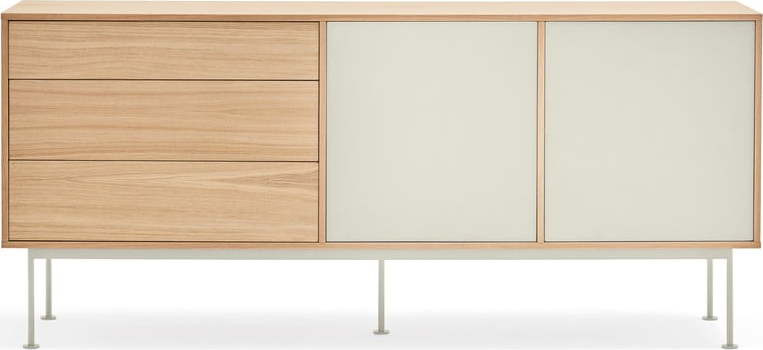 Krémově bílá komoda s dubovou dýhou Teulat Yoko, šířka 180 cm