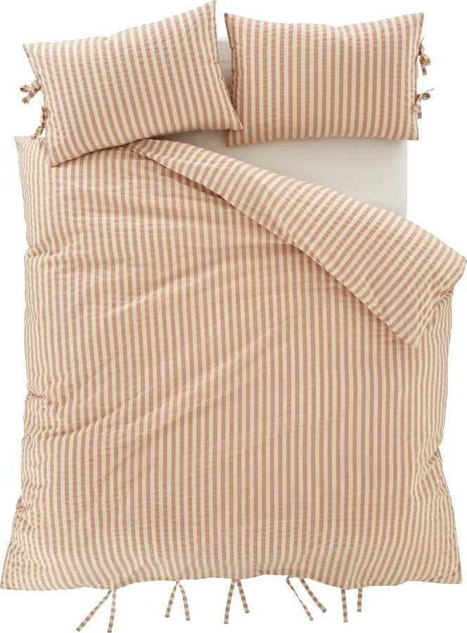 Prodloužené povlečení na dvoulůžko v terakotové barvě 230x220 cm Zanzibar Stripe – Pineapple Elephant