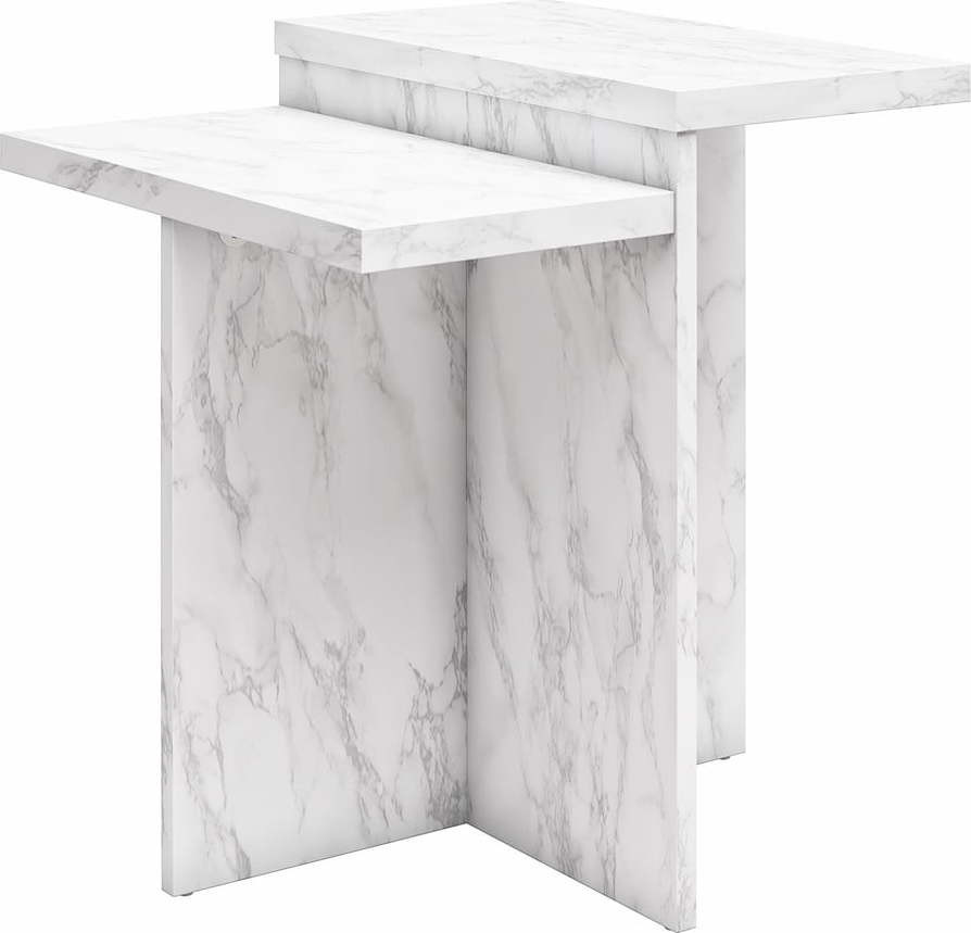 Bílý konferenční stolek v dekoru mramoru 56x56 cm Brielle – CosmoLiving by Cosmopolitan