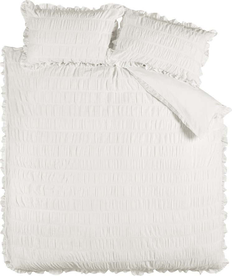 Bílé krepové povlečení na dvoulůžko 200x200 cm Seersucker Frill – Catherine Lansfield