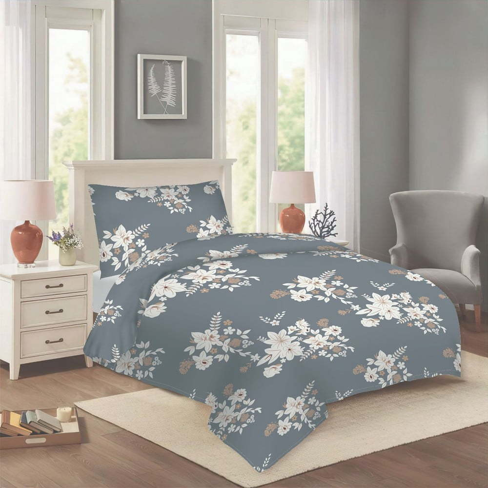 Šedé bavlněné povlečení na jednolůžko 140x200 cm Korin – Cotton House