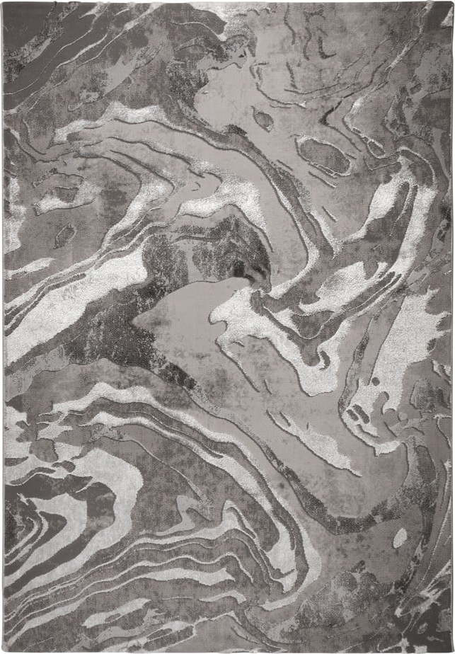 Koberec v šedo-stříbrné barvě 80x150 cm Marbled – Flair Rugs