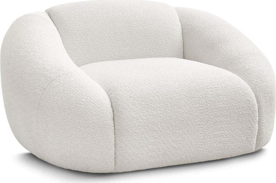 Bílé křeslo z textilie bouclé Tina – Bobochic Paris