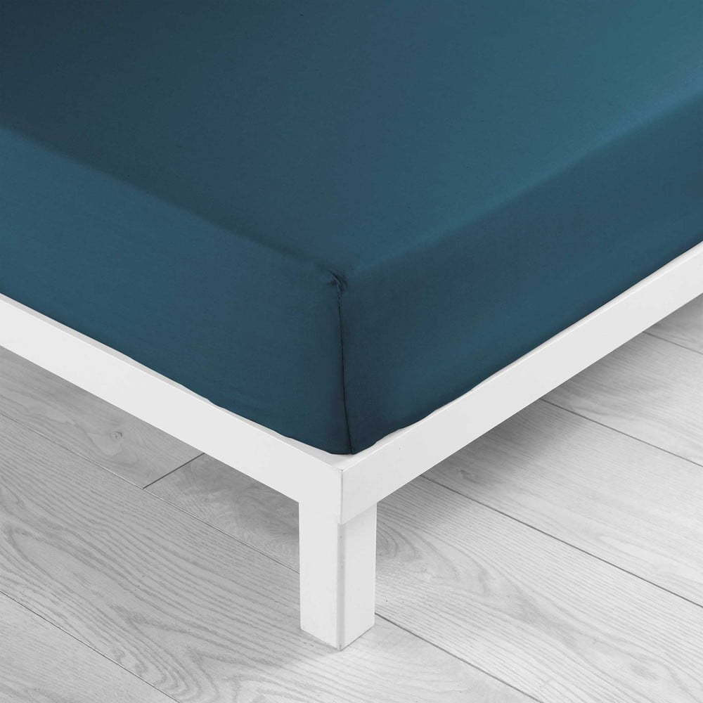 Modré napínací bavlněné prostěradlo 160x200 cm Lina – douceur d'intérieur