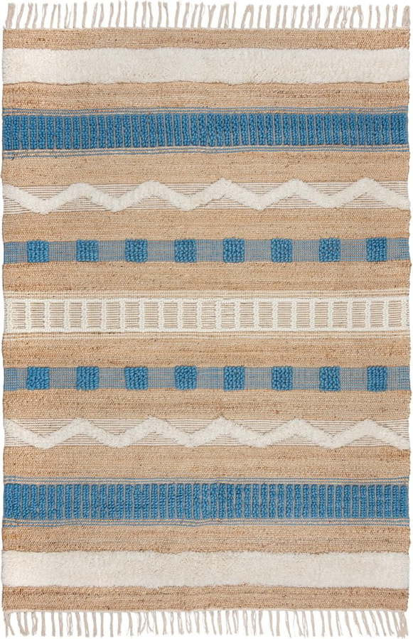 Ručně tkaný koberec s příměsí juty v modro-přírodní barvě 120x170 cm Medina Jute – Flair Rugs