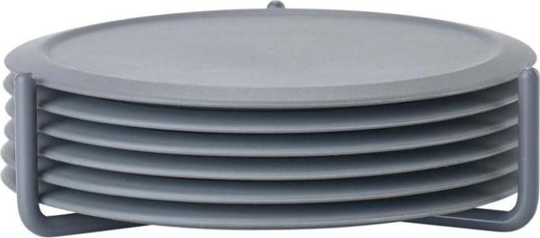 Šedé silikonové podtácky v sadě 6 ks se stojánkem Singles - Zone