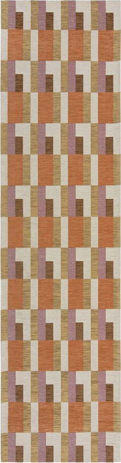 Běhoun v oranžovo-přírodní barvě 60x230 cm Riley Block Geo – Flair Rugs