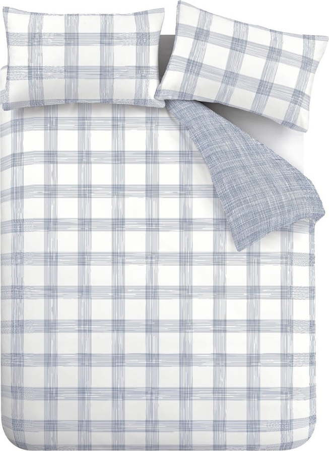 Bílo-modré bavlněné povlečení na dvoulůžko 200x200 cm Marlow Check – Bianca