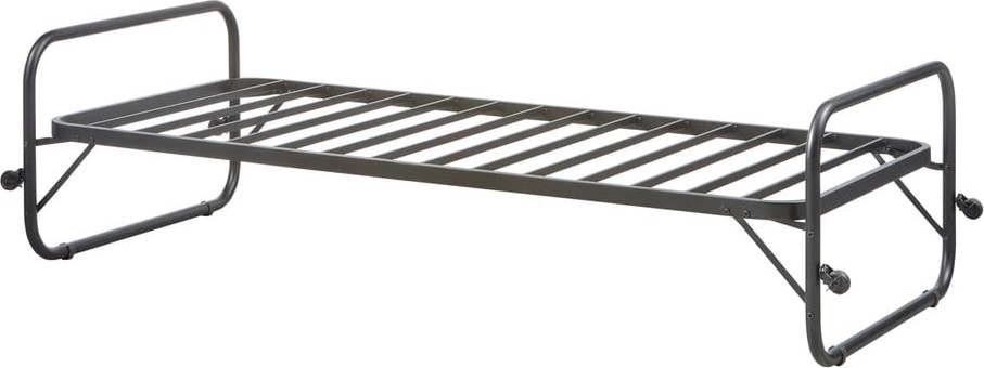 Černá kovová skládací jednolůžková postel s roštem 90x200 cm Lucy – WOOOD