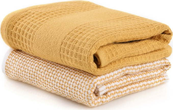 Žluté vaflové ručníky v sadě 2 ks 40x60 cm Betty – Foutastic